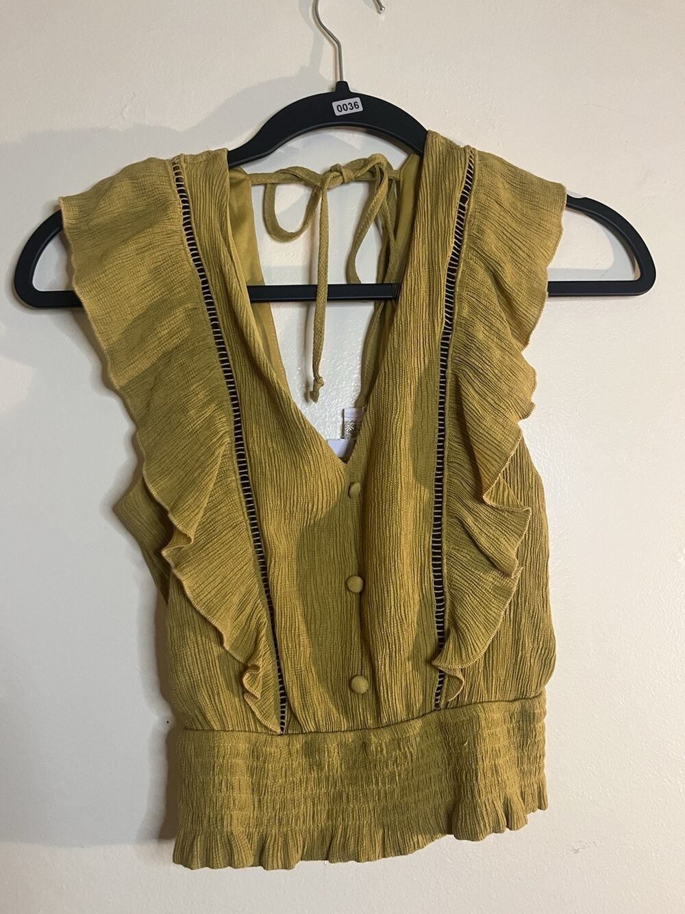 LOVE & PEACE Top Size S Line Green Womens tie in back
